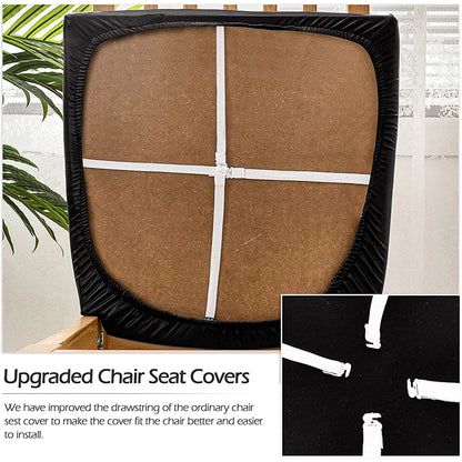 Waterproof PU Leather Square Chair Cushion Cover: Removable Slipcovers for Kitchen & Dining Room Seats