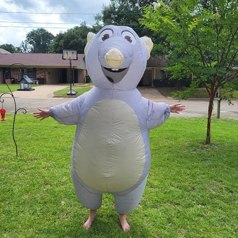 Adult Big Gray Rat Inflatable Costume – Mouse Cosplay Suit for Halloween & Party, Novel Animal Inflatable Prop