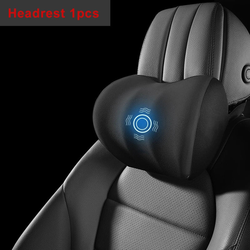 Electric Car Lumbar & Neck Massage Pillow | Single Headrest Vibration Cushion for Seat Support