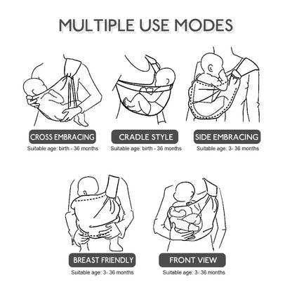 Adjustable Baby Carrier Crossbody Wrap - Portable Toddler Hip Seat Sling Bag for Travel & Newborns