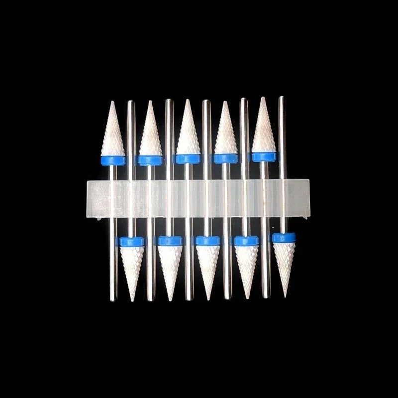 10PCS Ceramic Nail Drill Bits - Rotary Milling Cutters for Gel Polish Removal & Nail Grinding Machine Accessories