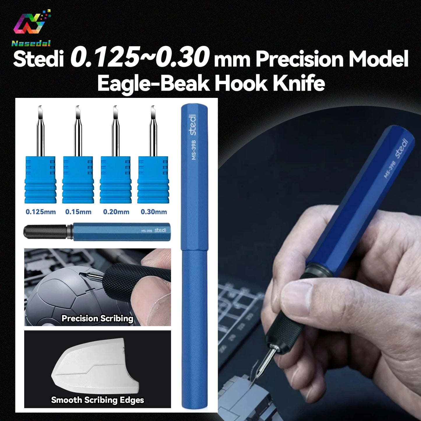 STEDI Precision Eagle-Beak Hook Knife 0.125–0.30mm – Model Trimming & Scribing Tool for Gundam, Carving & Detail Craft Work