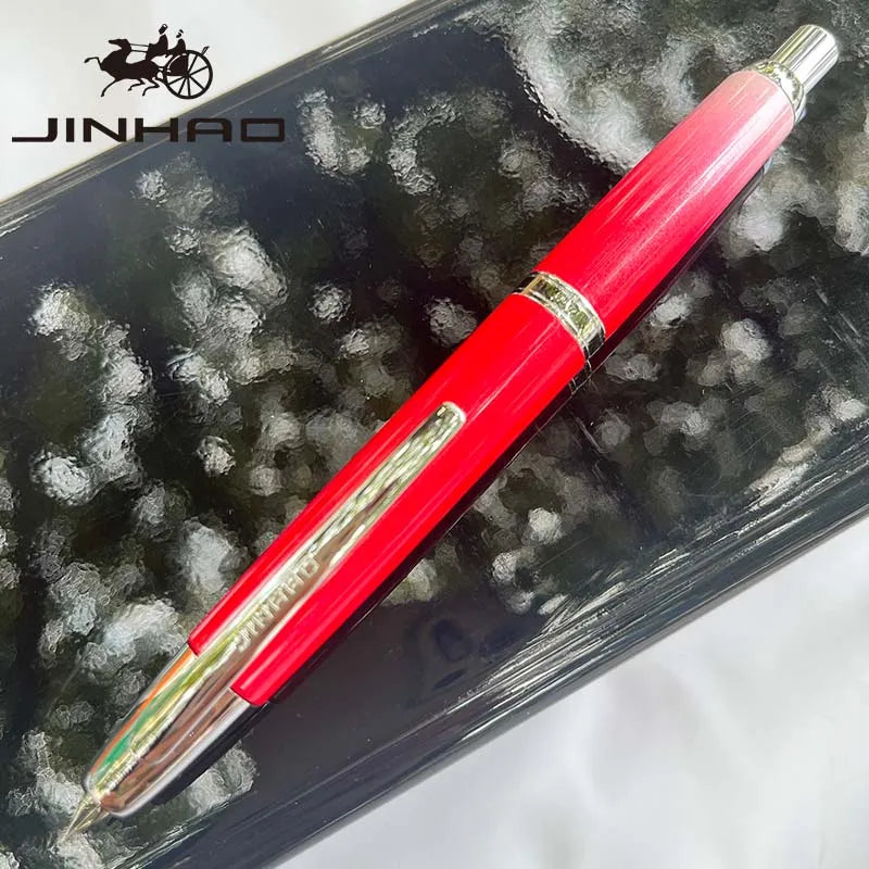 Jinhao 10 Metal Fountain Pen – Press-Out Nib, Retractable Fine Nib with Ink Converter