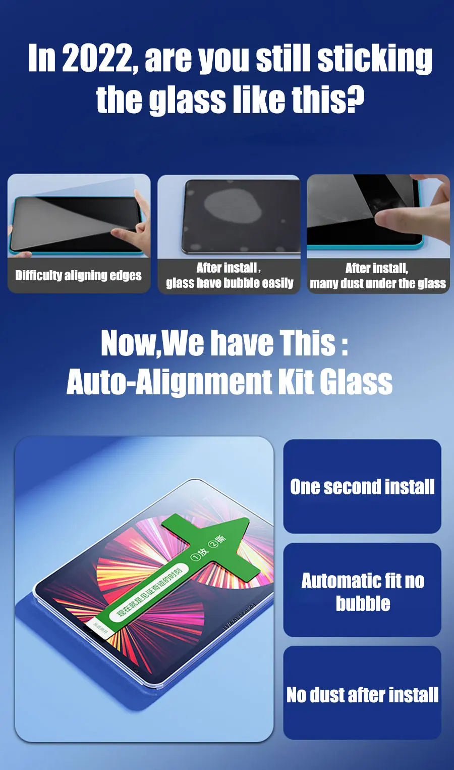 Auto Alignment Tempered Glass Screen Protector for iPad Pro & Mini – For iPad 11", 12.9", 10.9", Air 1-5, Mini 4-6