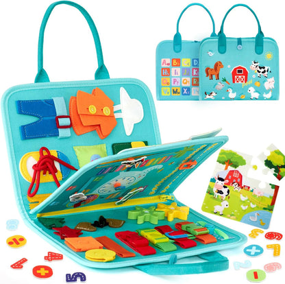 Montessori Busy Book – Portable Educational Toy for Toddlers, Travel Activity Board, Fine Motor Skills & Early Learning
