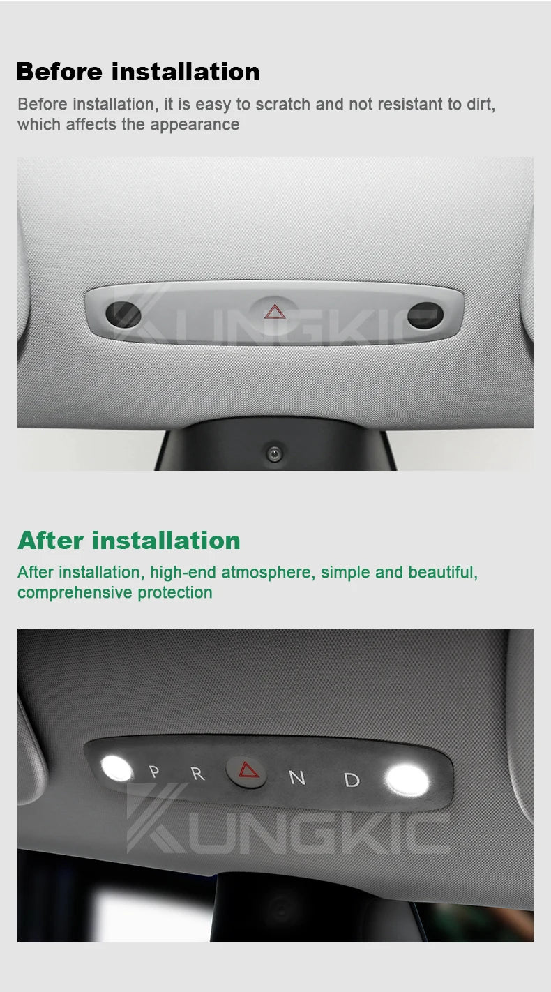 KUNGKIC Italian Top Suede Reading Light Frame Trim Stickers for Tesla Model 3 Highland 2024+ – Car Interior Decor Accessories