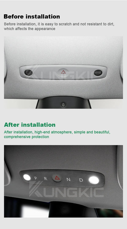 KUNGKIC Italian Top Suede Reading Light Frame Trim Stickers for Tesla Model 3 Highland 2024+ – Car Interior Decor Accessories