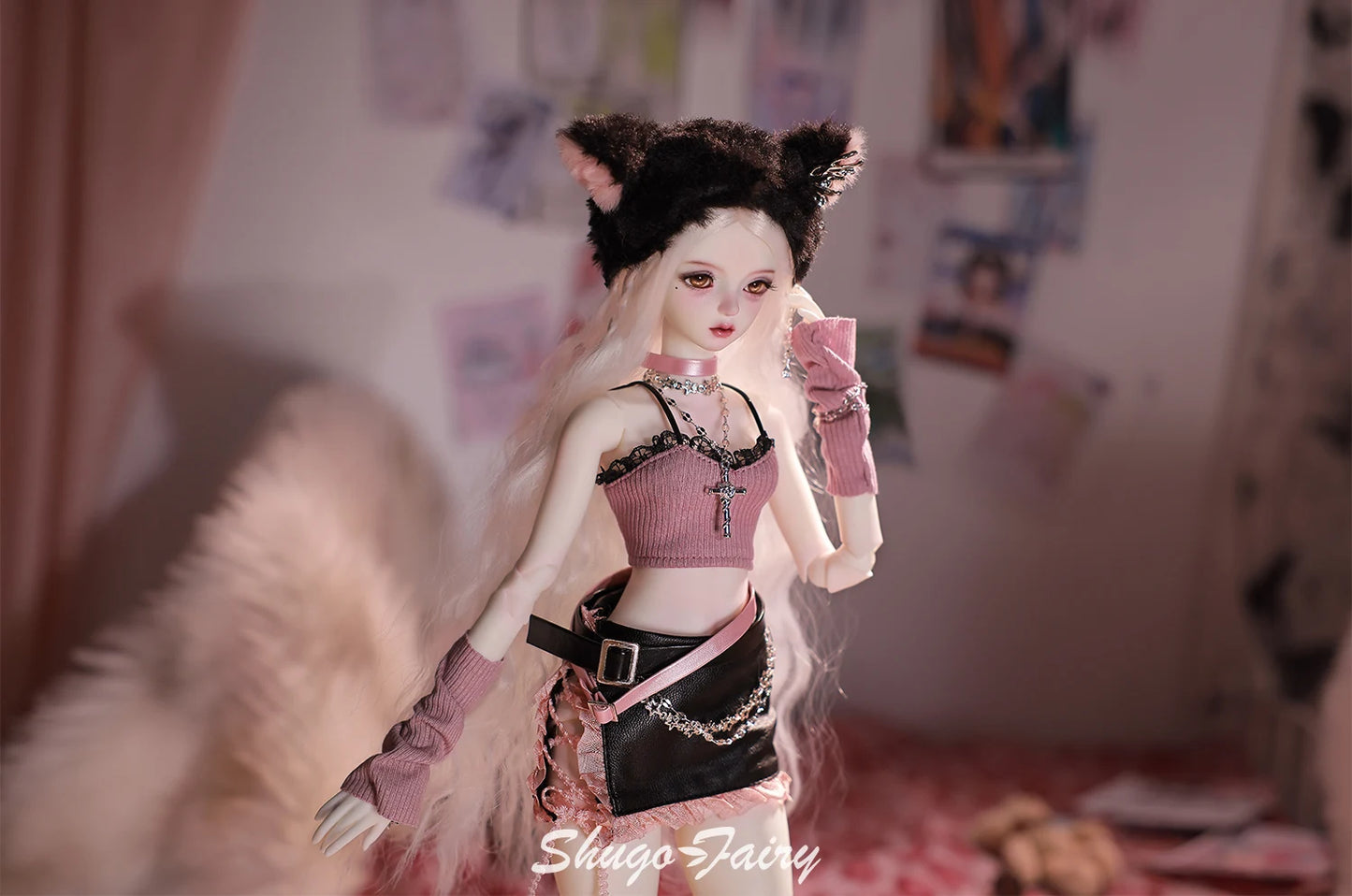 Celia N Y2K Baddie 1/4 BJD Doll – Fullset Pastel Punk Pink Cyber Style, Sweet Honey Girl ShugaFairy Collectible Figure