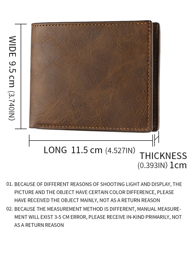 Retro Men’s PU Leather Wallet with Zipper – Classic Bi-Fold Business Card Holder with Multiple Pockets & Money Clip Slim Credit Card Wallet