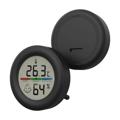 Round Digital Thermometer Hygrometer - High-Precision Indoor Temperature & Humidity Monitor with Magnetic Bracket