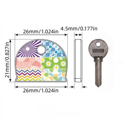 6Pcs Silicone Key Covers - Round Flower Pattern Non Slip Key Identifier and Protective Keychain Accessories