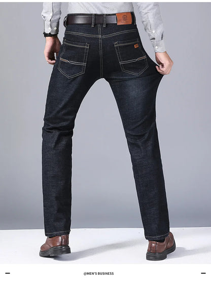Men’s Classic Black Jeans — Soft Biker Denim Pants Jean Homme Pantalones Hombre Masculino Overalls, Sizes 32-38