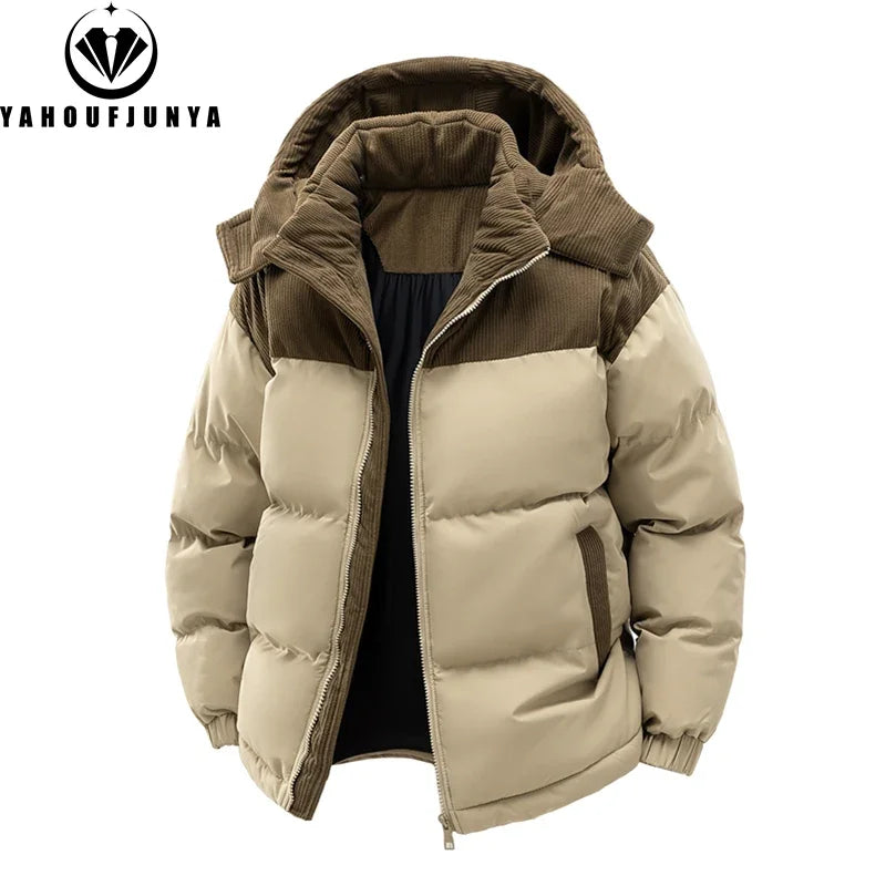 Men’s Autumn Winter Outdoor Jacket – Removable Hooded Windbreaker Parka, Warm Casual Solid Coat