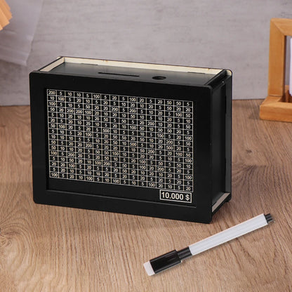 USD Black Reusable Piggy Bank with Money Goal Counter - DIY Savings Box to Build Good Habits