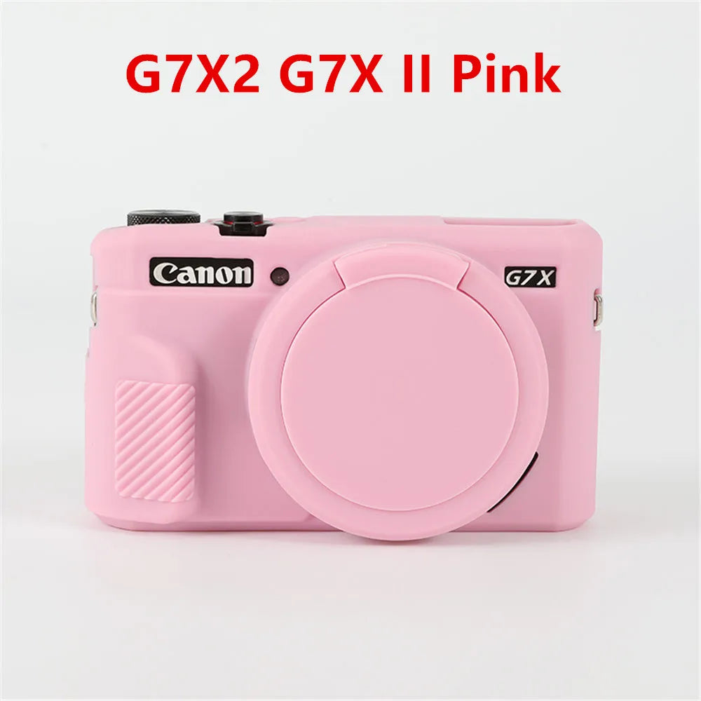 Canon G7X Silicone Camera Case - Soft Rubber Shockproof Body Cover with Lens Cap for G7X Mark II III G7XII G7X2 G7XIII G7X3