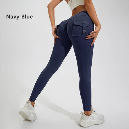 DIAS FIT JOY Women’s Nylon Yoga Pants – High-Waisted Butt-Lifting Tight Leggings with Pockets, Breathable No-T-Line Fitness Wear