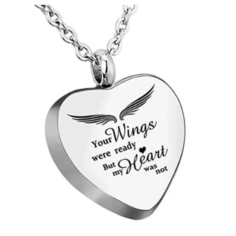 Custom Stainless Steel Heart Cremation Urn Necklace – Memorial Ash Keepsake Pendant with Funnel Fill Kit