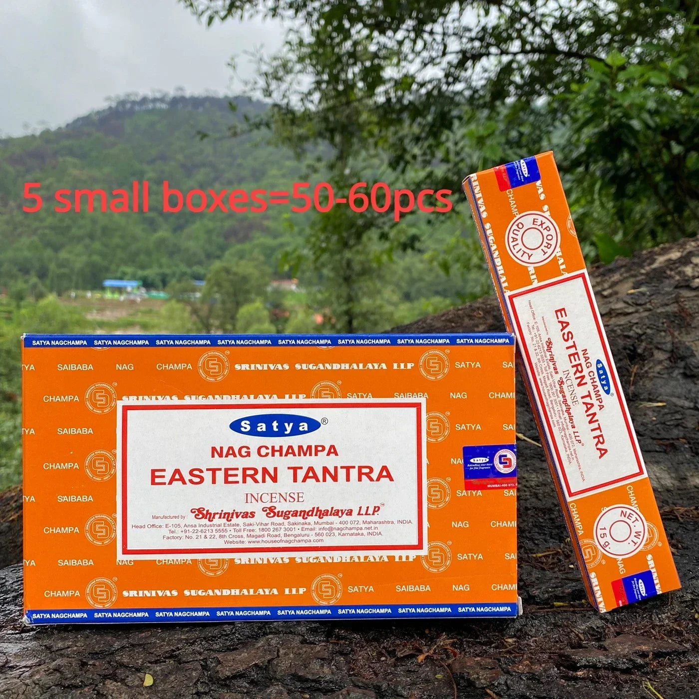 5BOX NAG Champa Indian Incense Set – Satya Handmade Sticks with 6 Aromatic Scents for Home & Meditation