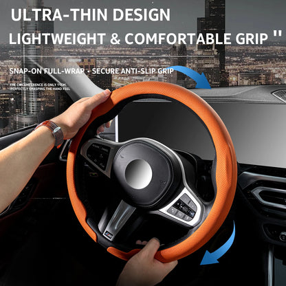 Ultra-Thin Car Steering Wheel Cover - Universal All-Season Anti-Slip Suede Interior Accessory