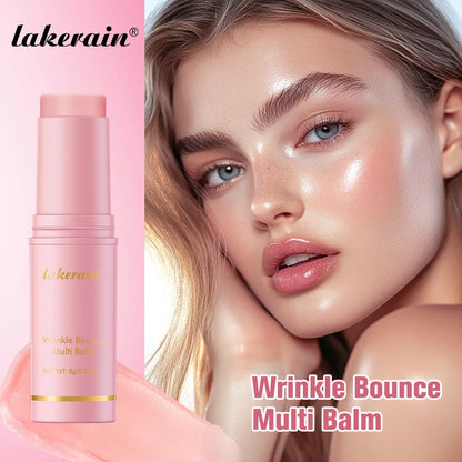 Wrinkle Bounce Multi Balm Stick - Deep Hydrating Pink Facial Balm and Makeup Base for Smooth, Glowing Skin