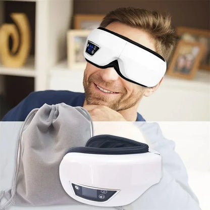6D Rechargeable Eye Massager – Vibrating Hot Compress with Bluetooth Music for Relaxation, Sleep Improvement & Eye Care