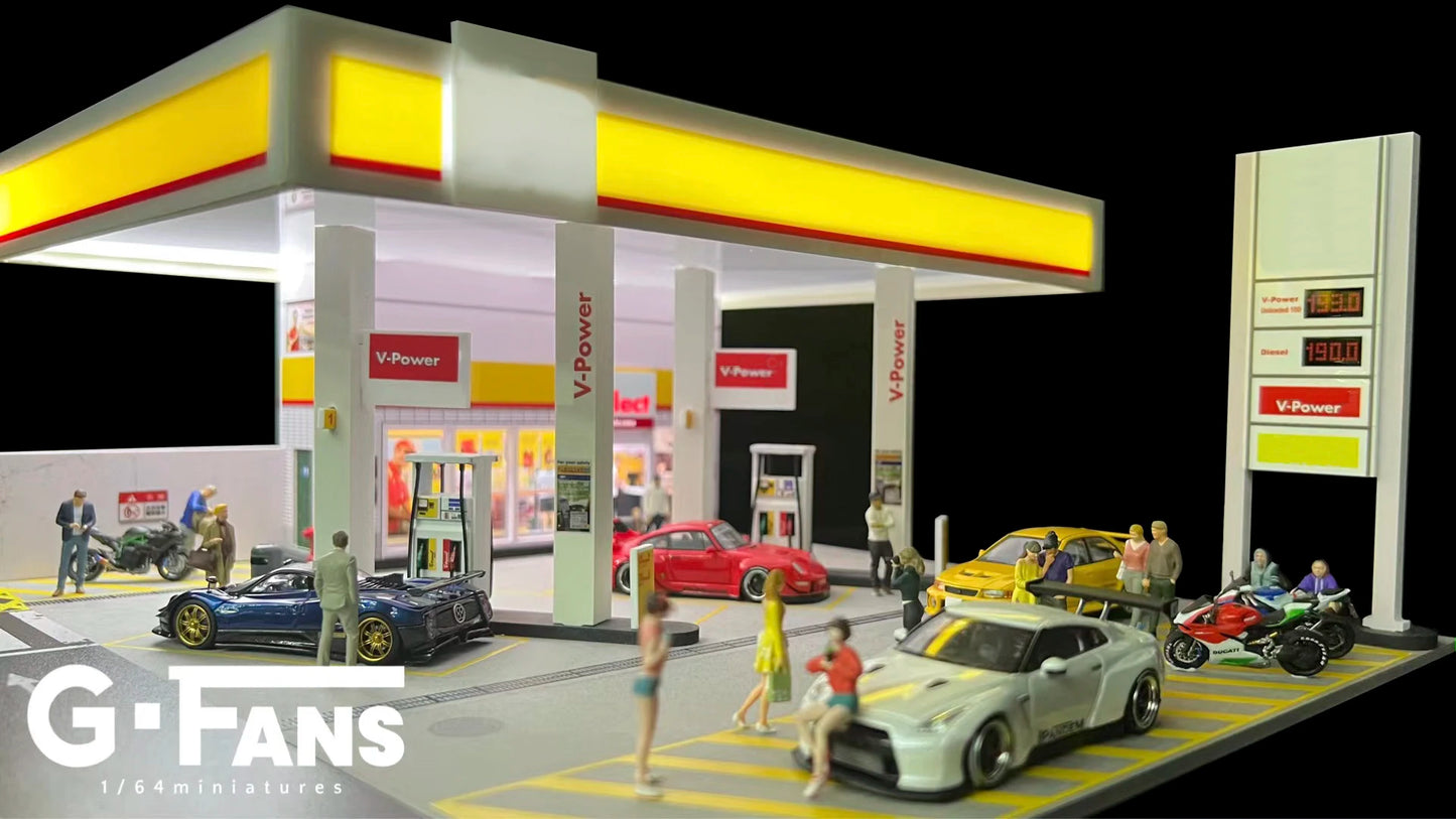 GFans 1:64 Scale Diorama Car Garage Model – LED Lighted Parking Lot DIY City Set for Collection & Display Gifts