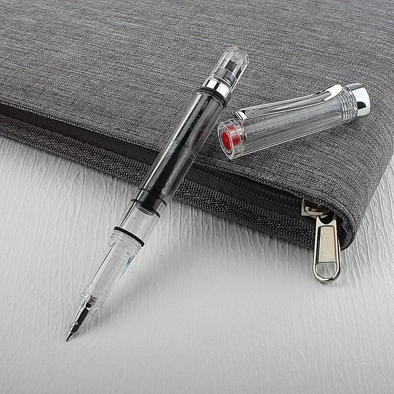 3059 Piston Fountain Pen – High-Quality Transparent Resin with EF/F Nib (0.38/0.5mm) for Business & Gift