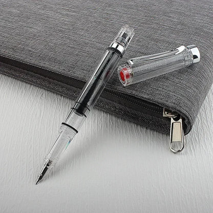3059 Piston Fountain Pen – High-Quality Transparent Resin with EF/F Nib (0.38/0.5mm) for Business & Gift