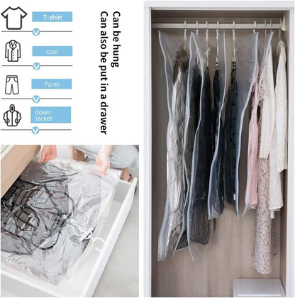 Hanging Vacuum Storage Bag: Sealable Clothing Bags for Suits, Dresses, Coats, Jackets - Closet Organizer Solution