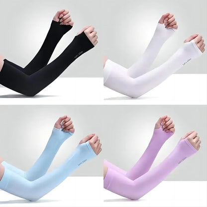 Ice Silk Sun Protection Arm Sleeves – Unisex Anti-UV Elbow Covers for Cycling, Running, Fishing & Driving Outdoors