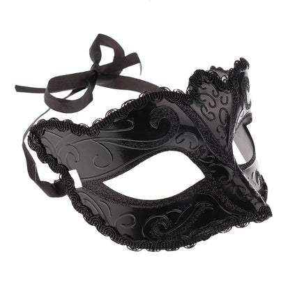 Black Lace Half Face Fox Mask – Venetian Masquerade Eye Mask with Tiara for Carnival & Party Wear