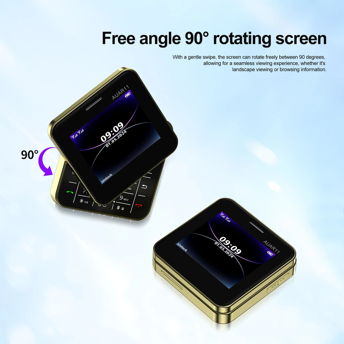 SERVO Mini 2G GSM Dual SIM Phone - Rotatable Slider Cellphone with Magic Voice, FM Radio & Quick Dial Buttons