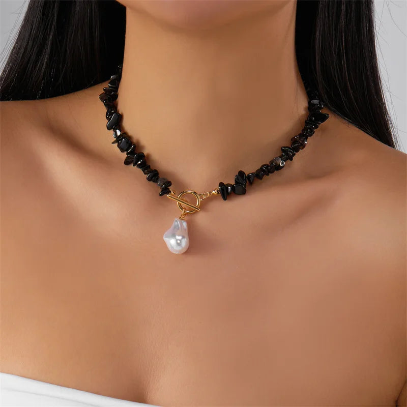Vintage Pearl Necklace for Women - Elegant Irregular Stone Choker for Weddings, Parties & Gifts