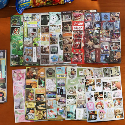 30-Sheet Glitter Die-Cut Sticker Book - Retro Cartoon Scrapbooking and Japanese Stationery Supplies