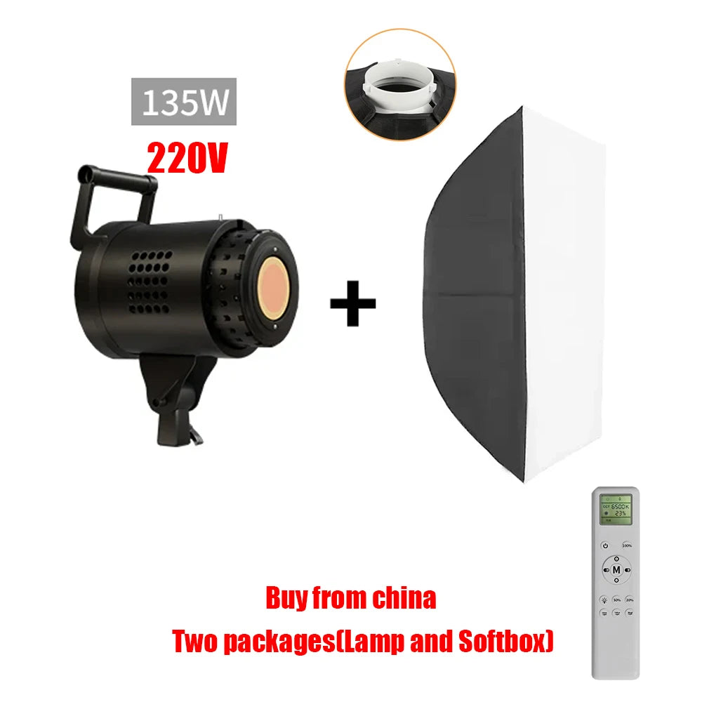 Bowens 135W LED Photography Studio Light Kit - Dimmable Video Lamp with 2m Tripod, 3000–6500K & 3 Colors