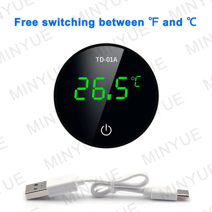 MINYUE LCD Digital Aquarium Thermometer – High Precision External Fish Tank Thermometer with Type-C Charging (-9.9 to 50℃)