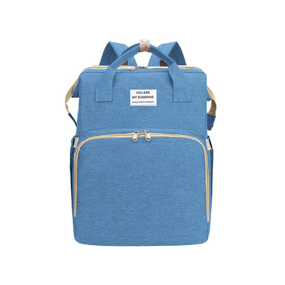 Foldable Bed Diaper Bag with Changing Station - Insulated Pocket, Large Capacity, Multifunctional Double Shoulder Mommy Bag