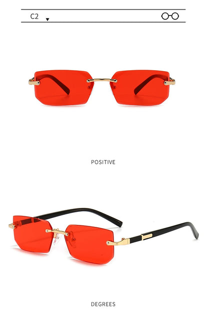 Fashion Rimless Sunglasses – Classic Small Square Frameless Shades for Men & Women, Summer Travel Eyewear