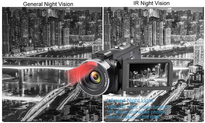 8K Digital Video Camera – 64MP Professional Recorder with 18X Digital Zoom, 3-Inch LCD Touch Screen Camcorder