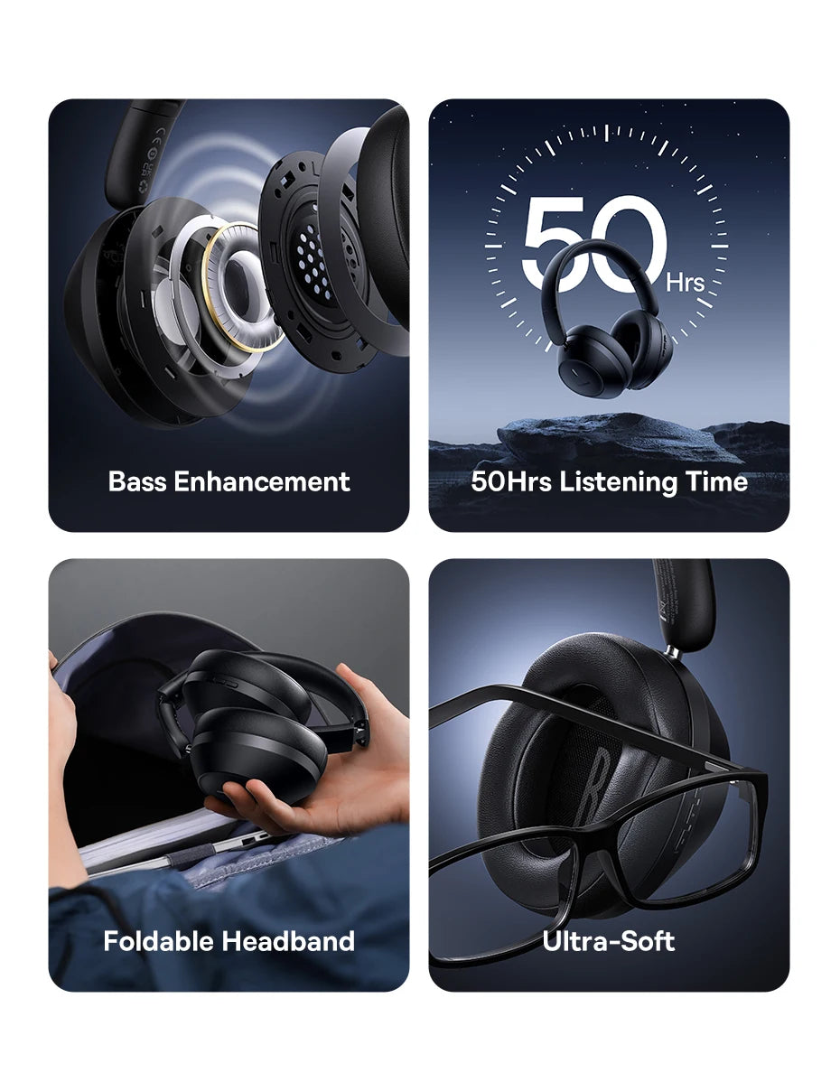 Baseus Bass 30 Max Wireless Headset - Bluetooth 5.3, Over-Ear Headphones, Bass-Enhancing 40mm Diaphragm, Ultra Low Latency, 50H Playtime
