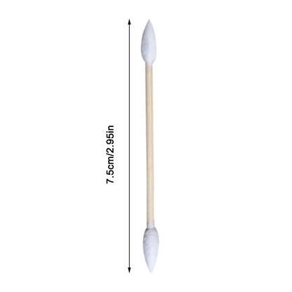 100Pcs Natural Cotton Double-Pointed Cotton Buds - Precision Tips for Cleaning Narrow Areas, Bamboo Disposable Sticks