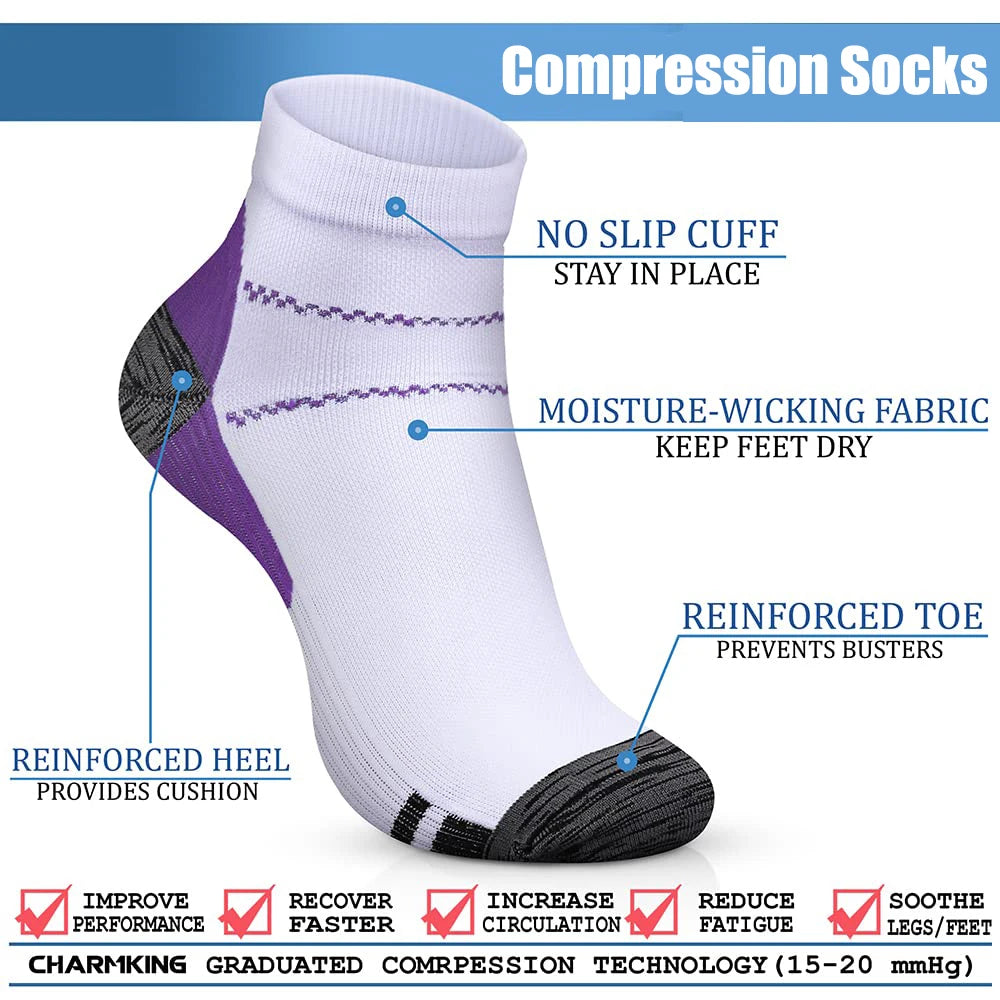 7/5 Pairs Compression Socks – Plantar Fasciitis Relief, Ankle Support & Heel Spurs Pain Protector for Men & Women