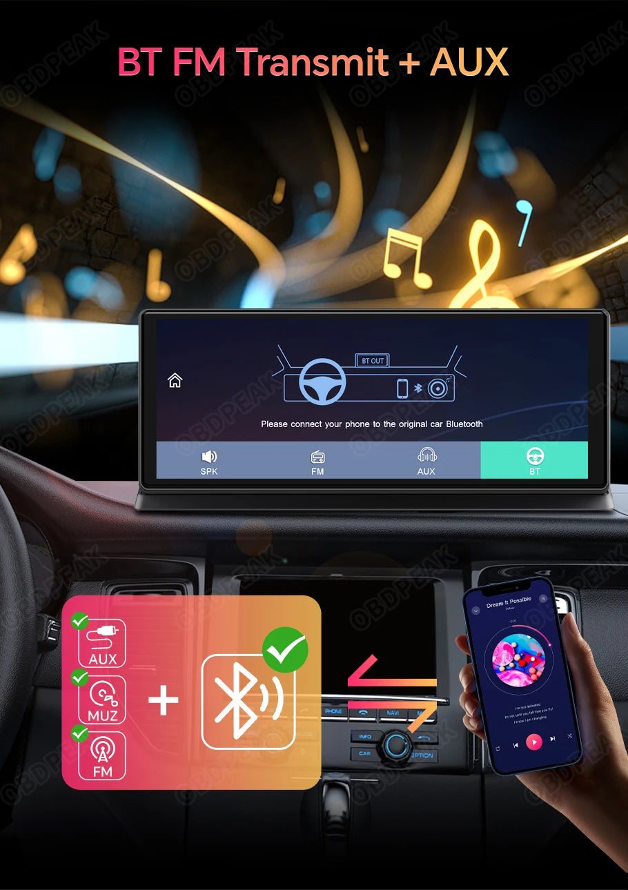 K2 Pro 11.3" 4K Dash Cam — Car DVR with Wireless CarPlay, Android Auto, 5G WiFi & GPS Navigation