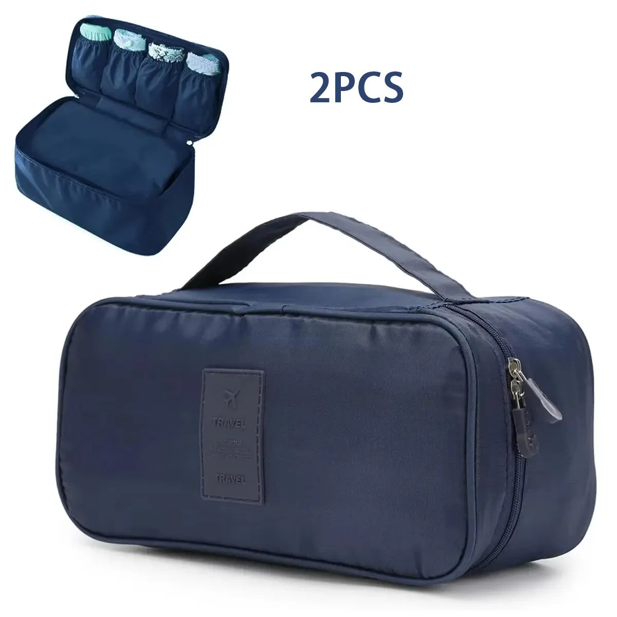 Portable Travel Organizer Bag - Multi-Function Bra Underwear Storage Case and Cosmetic Toiletry Pouch for Outdoor Trips