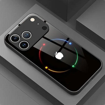 Colorful Halo Apple Pattern Tempered Glass Phone Case - iPhone 17/16/15/14/13/12/11 Pro Max & More