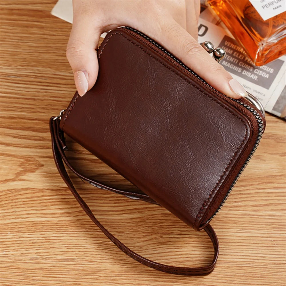 Women’s Fashion Wrist Strap Wallet – Retro Buckle Purse with Large Capacity & Multi Card Slots
