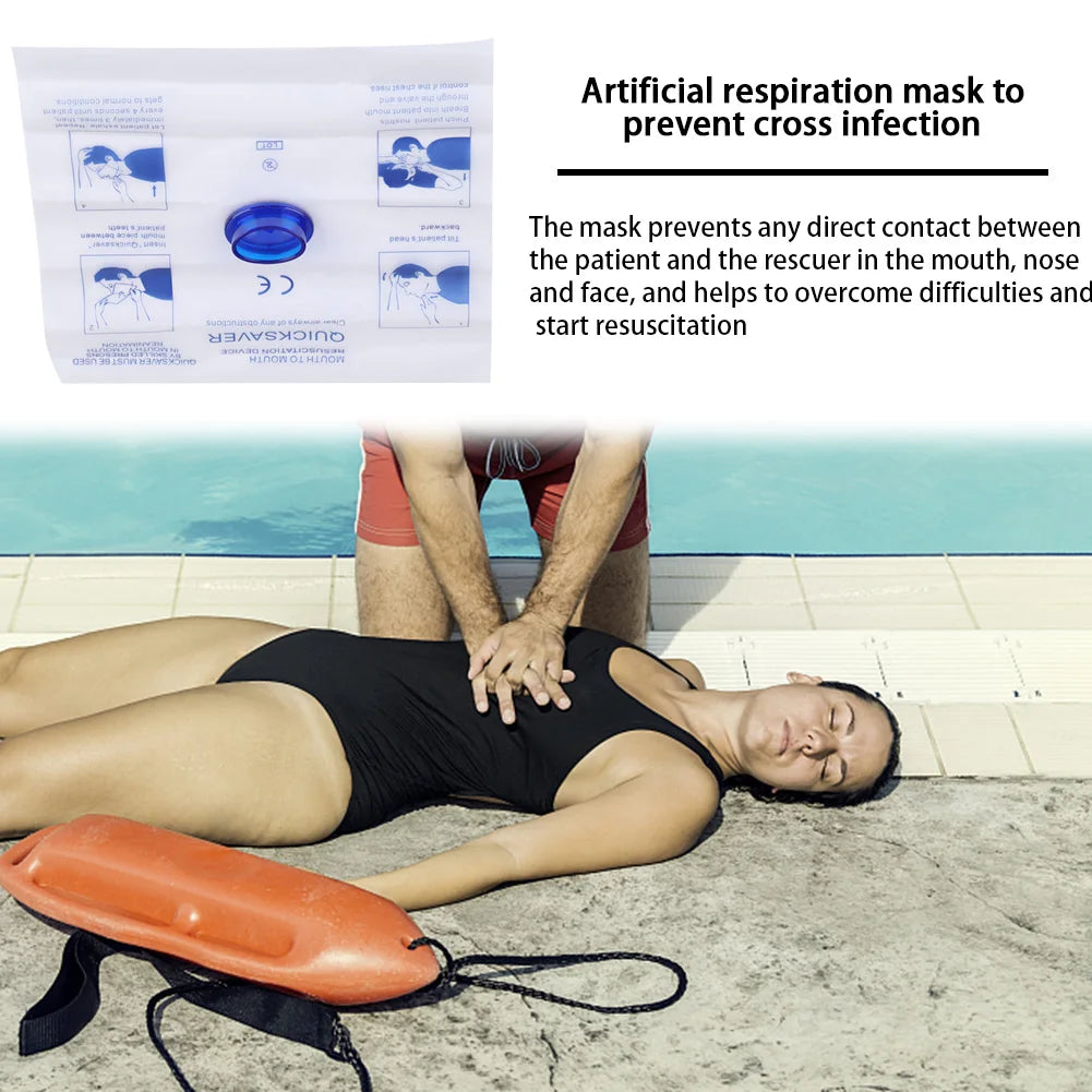 Disposable First Aid Breathing Respirator – Portable CPR Resuscitation Mask for Emergency Artificial Respiration