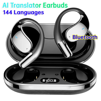Wireless Bluetooth Translation Earbuds - Real-Time AI Translator Headphones with 140 Language Support for Travel & Business