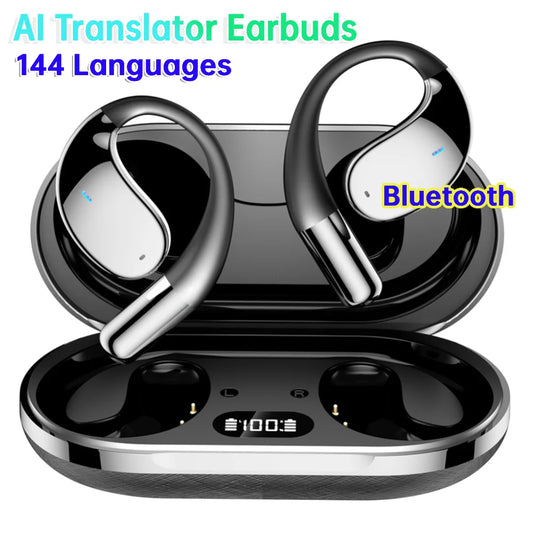 Wireless Bluetooth Translation Earbuds - Real-Time AI Translator Headphones with 140 Language Support for Travel & Business
