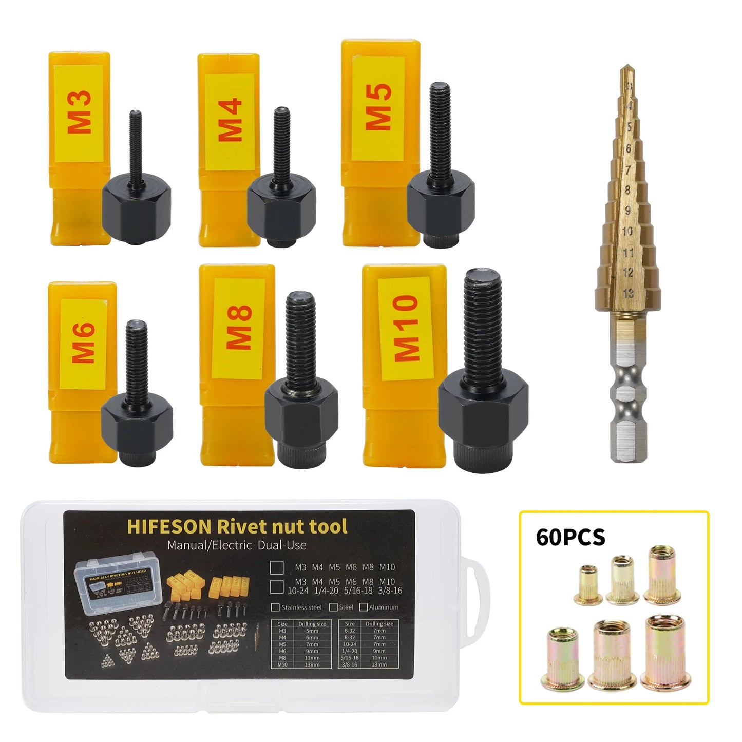 Hand Rivet Nut Gun — Manual Riveter Tool for M3-M10 Nuts with Easy Installation Accessory